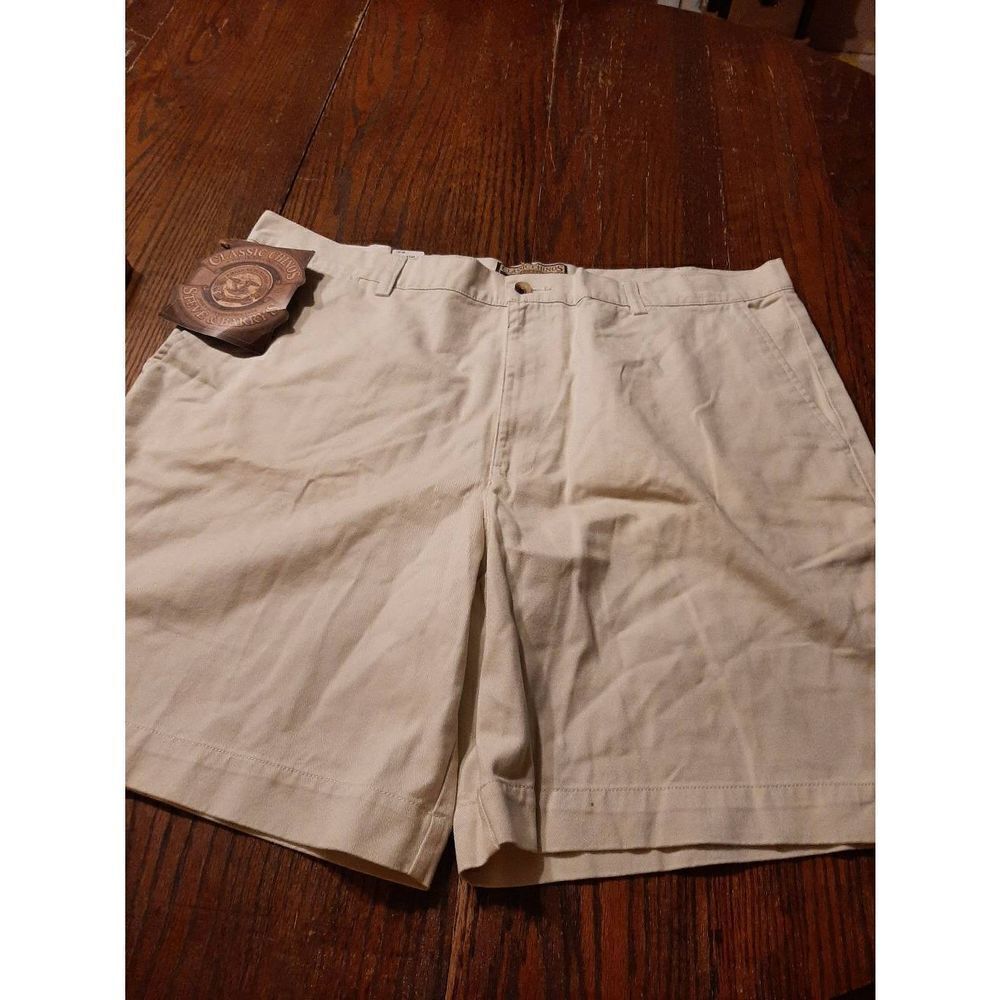 New Size 40 Steve & Barry's High Waist Classic Chino Cotton Khaki Tan Shorts NWT